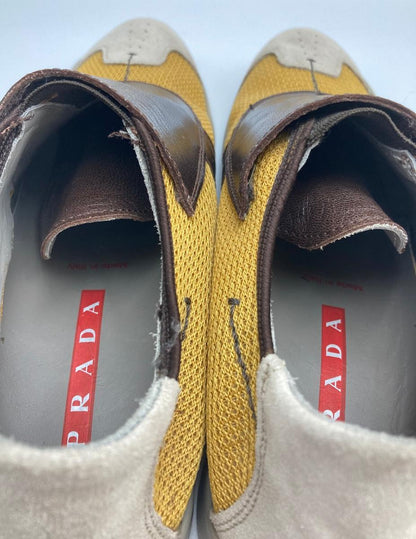 PRADA スポーツ メッシュスニーカー ３６ 2/1(約23.5cm) 中古　 レディース プラダ マジックテープ レザー イエロー