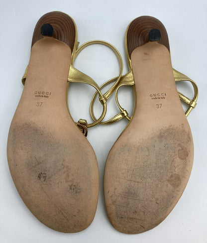 GUCCI ダブルG ストラップサンダル 37(約24cm) 中古  グッチ ゴールド レディース ロゴ