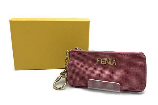 FENDI フェンディ ラミネート レザー キーリング付 コインケース 中古  ブランド ピンク ウォレット 小物 レディース 小銭入れ