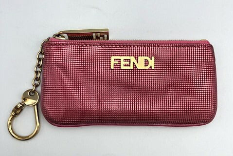 FENDI フェンディ ラミネート レザー キーリング付 コインケース 中古  ブランド ピンク ウォレット 小物 レディース 小銭入れ