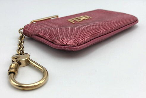 FENDI フェンディ ラミネート レザー キーリング付 コインケース 中古  ブランド ピンク ウォレット 小物 レディース 小銭入れ