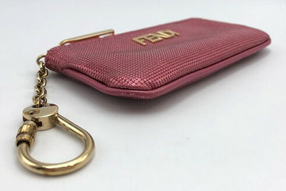 FENDI フェンディ ラミネート レザー キーリング付 コインケース 中古  ブランド ピンク ウォレット 小物 レディース 小銭入れ