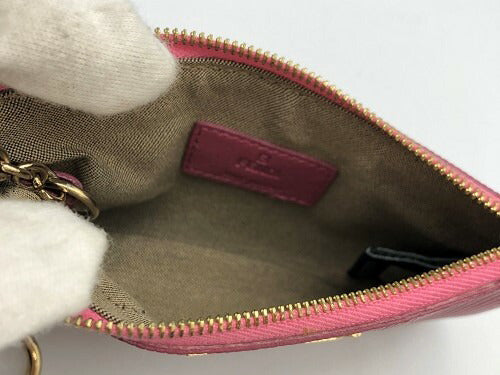 FENDI フェンディ ラミネート レザー キーリング付 コインケース 中古  ブランド ピンク ウォレット 小物 レディース 小銭入れ
