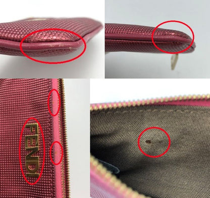 FENDI フェンディ ラミネート レザー キーリング付 コインケース 中古  ブランド ピンク ウォレット 小物 レディース 小銭入れ