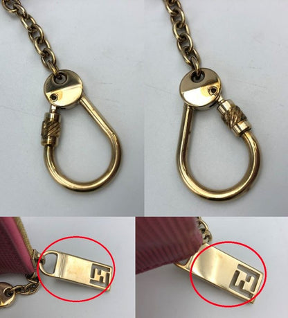 FENDI フェンディ ラミネート レザー キーリング付 コインケース 中古  ブランド ピンク ウォレット 小物 レディース 小銭入れ
