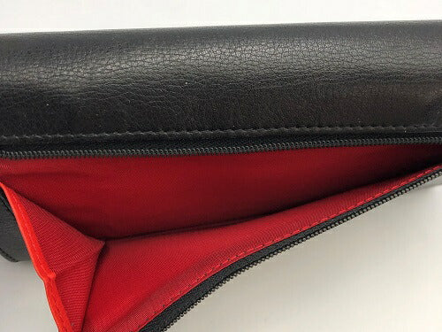 Christian Dior クリスチャン ディオール 2つ折り 長財布 中古  ブランド ウォレット レディース レザー ブラック 黒 赤 朱色