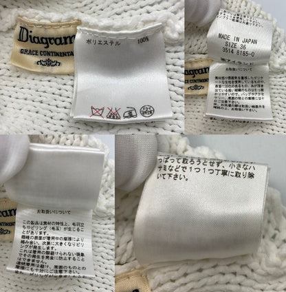 Diagram ダイアグラム インナー付 ノースリーブ ニットベスト ３６ 中古  グレースコンチネンタル ホワイト ショート丈 レディース サイズ
