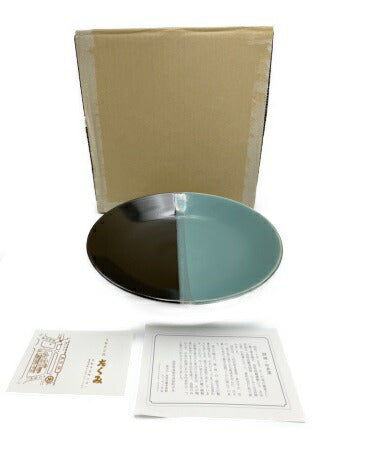 未使用品 中井窯 30 尺皿 中古  和食器 大皿 牛ノ戸焼 染分け皿 おしゃれ ブルー