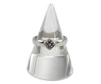 K18 WG ブラック ダイヤ 0.05ct 12号 リング 中古  18金 ホワイトゴールド ダイヤモンド 指輪 アクセサリー メンズ