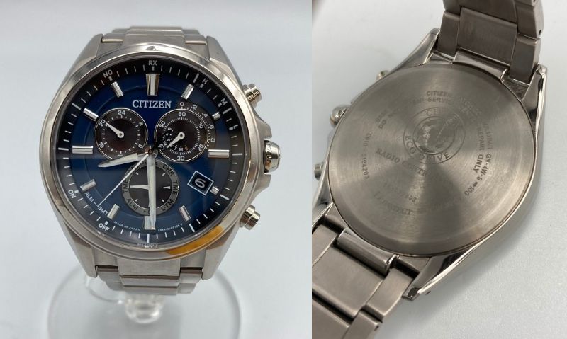 CITIZEN ATTESA ソーラー電波 エコドライブ クオーツ 腕時計 E610-S104203 中古  シチズン アテッサ AT3050-51L 3針 カレンダー ブルー