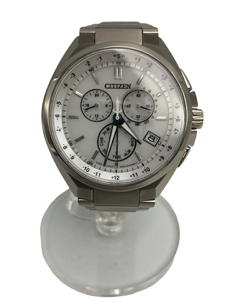 CITIZEN ATTESA エコドライブ クオーツ 電波時計 腕時計 CB5040-80A 中古　 シチズン アテッサ E660 S118298 メンズ ホワイト カレンダー 24