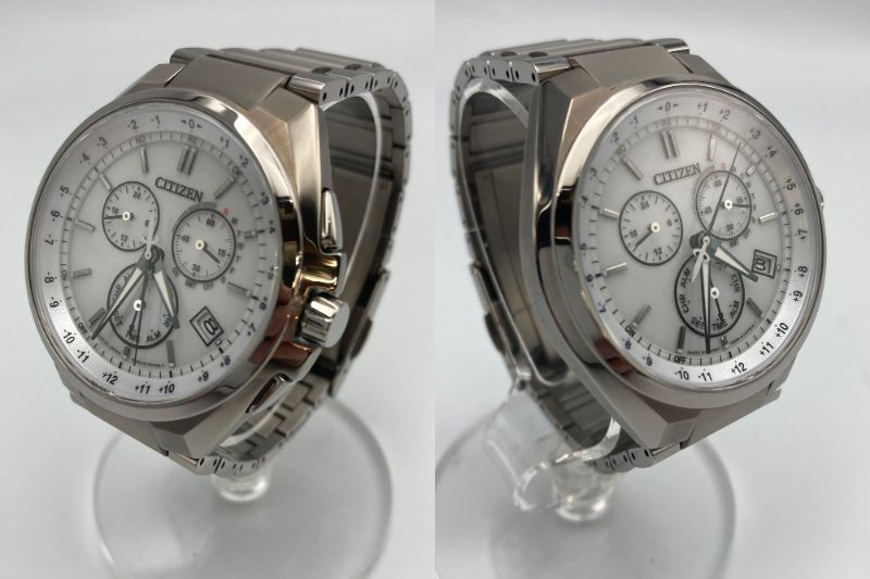 CITIZEN ATTESA エコドライブ クオーツ 電波時計 腕時計 CB5040-80A 中古　 シチズン アテッサ E660 S118298 メンズ ホワイト カレンダー 24