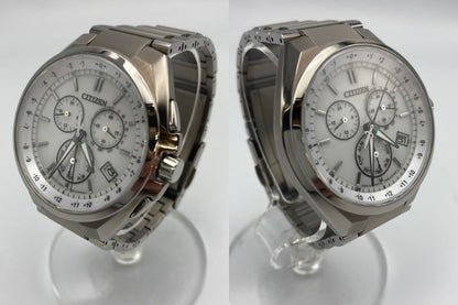 CITIZEN ATTESA エコドライブ クオーツ 電波時計 腕時計 CB5040-80A 中古　 シチズン アテッサ E660 S118298 メンズ ホワイト カレンダー 24