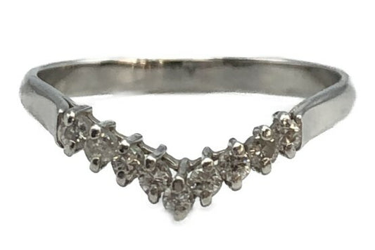 Pt900 ダイヤ 0.15ct 12号 V型 リング 中古  指輪 プラチナ ダイヤモンド レディース おしゃれ 綺麗 かわいい
