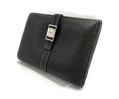 Salvatore Ferragamo レザー Wホック 財布 中古  サルバトーレ フェラガモ 本革 コンパクト ミニ パスケース