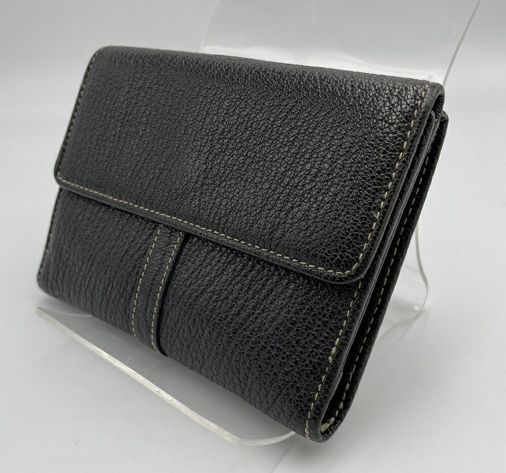 Salvatore Ferragamo レザー Wホック 財布 中古  サルバトーレ フェラガモ 本革 コンパクト ミニ パスケース