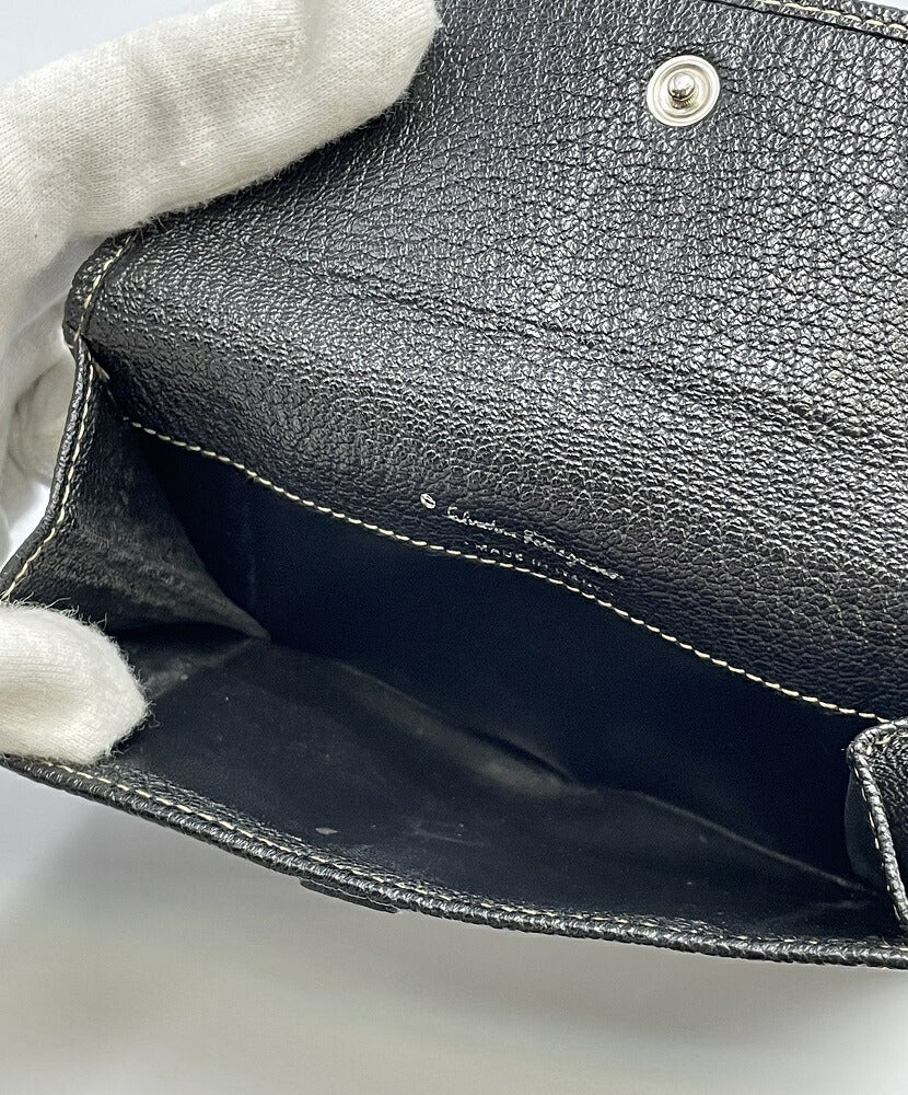 Salvatore Ferragamo レザー Wホック 財布 中古  サルバトーレ フェラガモ 本革 コンパクト ミニ パスケース