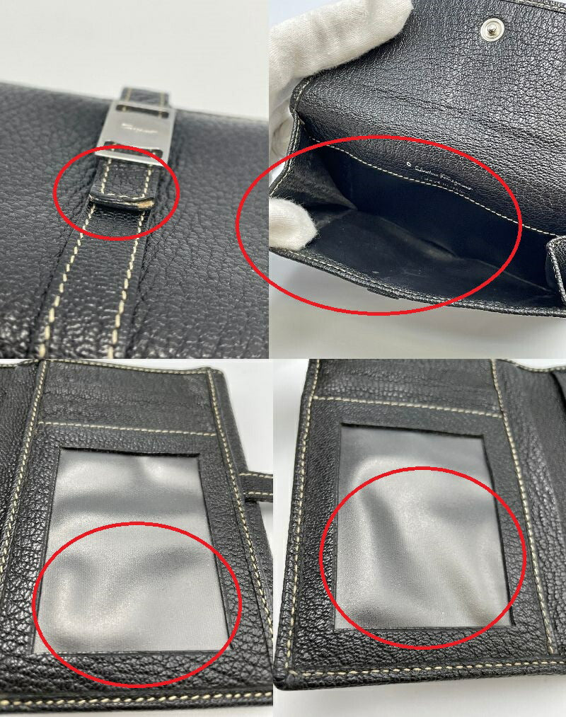 Salvatore Ferragamo レザー Wホック 財布 中古  サルバトーレ フェラガモ 本革 コンパクト ミニ パスケース