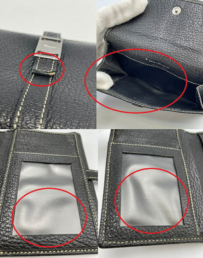 Salvatore Ferragamo レザー Wホック 財布 中古  サルバトーレ フェラガモ 本革 コンパクト ミニ パスケース