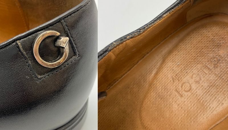 GUCCI レザー　レースアップシューズ  G金具 メダリオン サイズ４１ ブラック 中古  レザーシューズ グッチ カジュアル 革靴 黒 紐靴