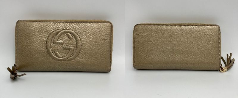 GUCCI ソーホー インターロッキングG ラウンドファスナー長財布 中古　 グッチ タッセル レディース ゴールド Gマーク