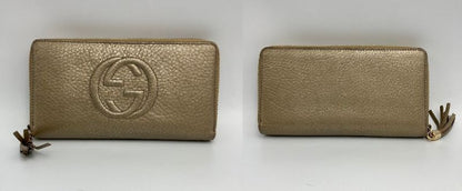 GUCCI ソーホー インターロッキングG ラウンドファスナー長財布 中古　 グッチ タッセル レディース ゴールド Gマーク