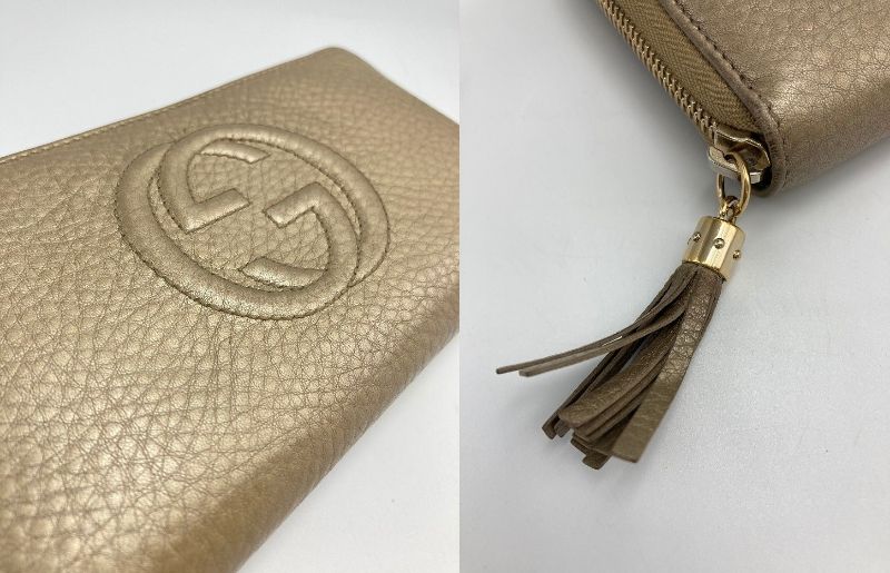 GUCCI ソーホー インターロッキングG ラウンドファスナー長財布 中古　 グッチ タッセル レディース ゴールド Gマーク