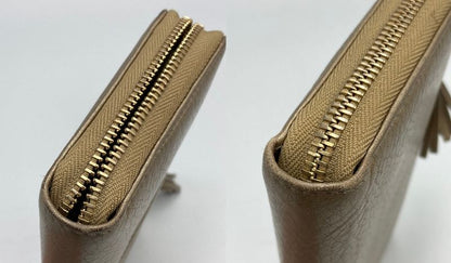 GUCCI ソーホー インターロッキングG ラウンドファスナー長財布 中古　 グッチ タッセル レディース ゴールド Gマーク