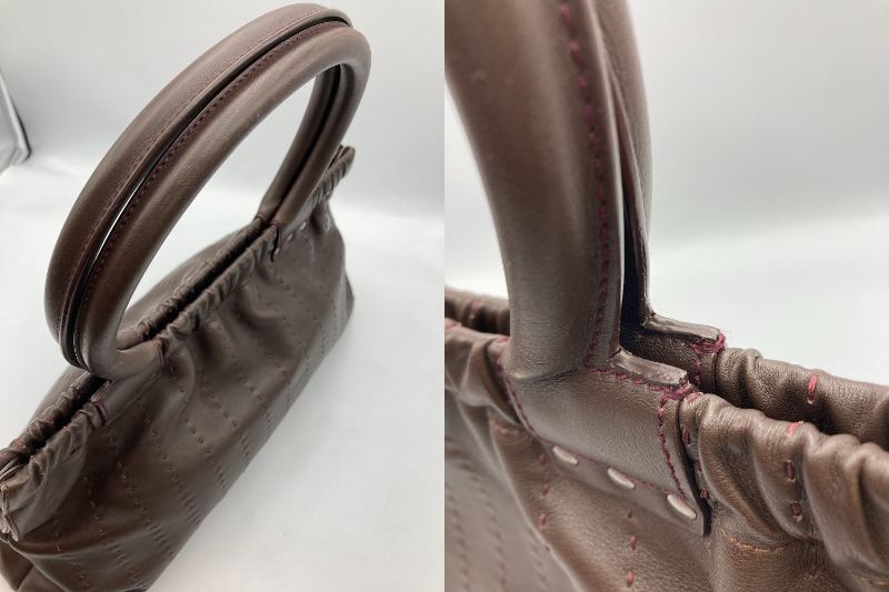 Salvatore Ferragamo サルヴァトーレ・フェラガモ ステッチ レザーハンドバッグ AQ-21 4844 中古 4