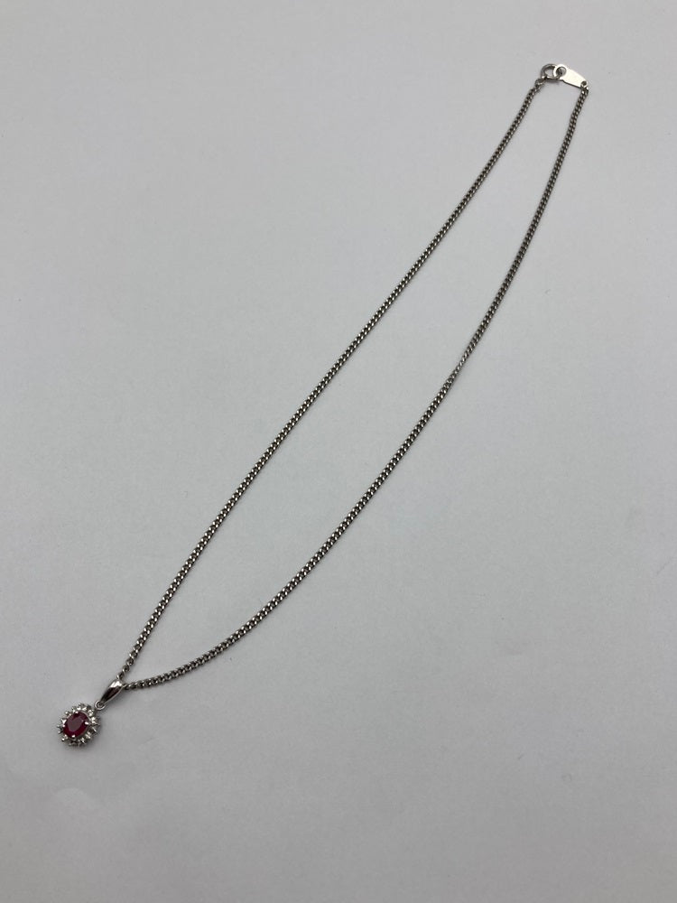 Pt900/850 パープル石 メレダイヤ プラチナネックレス 中古 4