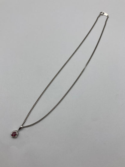 Pt900/850 パープル石 メレダイヤ プラチナネックレス 中古 4