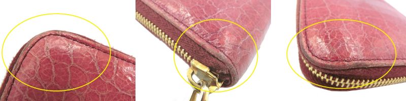 miu miu/ミュウミュウ クロコ調 エナメル ラウンドファスナー 長財布 中古 1