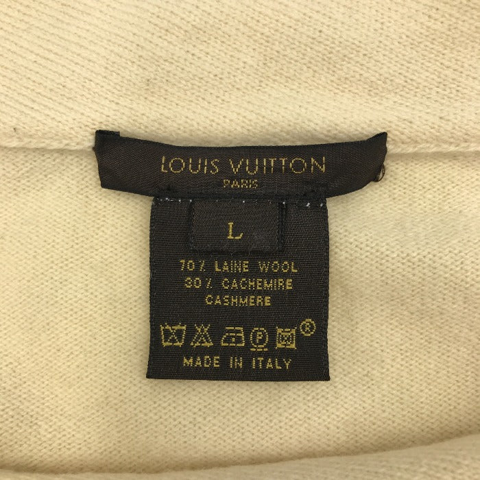 LOUIS VUITTON ルイヴィトン カシミヤ混ニット レディース L ベージュ セーター モノグラムフラワー 中古 1