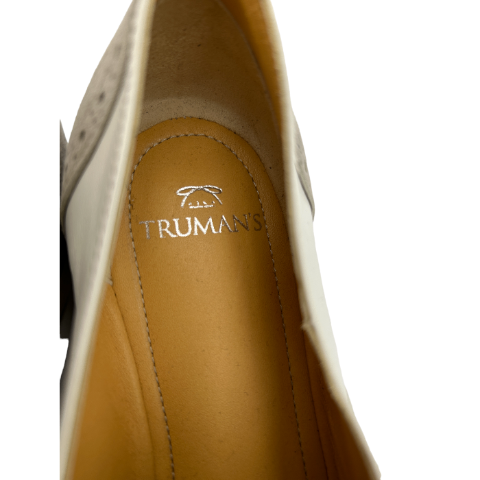 TRUMAN’S トゥルーマンズ レザー スエード ドレスシューズ 38 1/2 (約24.5cm) レディース おしゃれ かわいい グレー ホワイト 靴 中古 W４