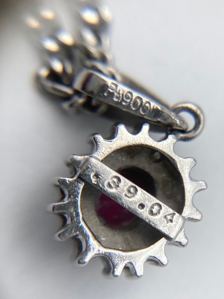 Pt900/850 パープル石 メレダイヤ プラチナネックレス 中古 4