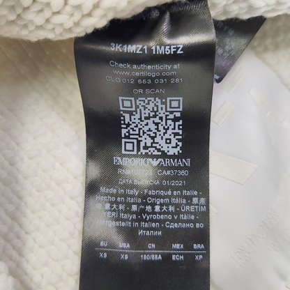 EMPORIO ARMANI ニット トップス メンズ 春 コットン ホワイト XSサイズ 3K1MZ1 1M5FZ トグル リサイクル素材 中古 1
