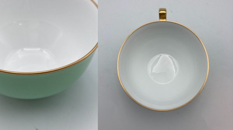 大倉陶園 色蒔き（ライトグリーン）カップ＆ソーサー 6客セット 中古 4