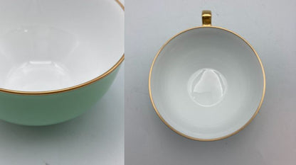 大倉陶園 色蒔き（ライトグリーン）カップ＆ソーサー 6客セット 中古 4