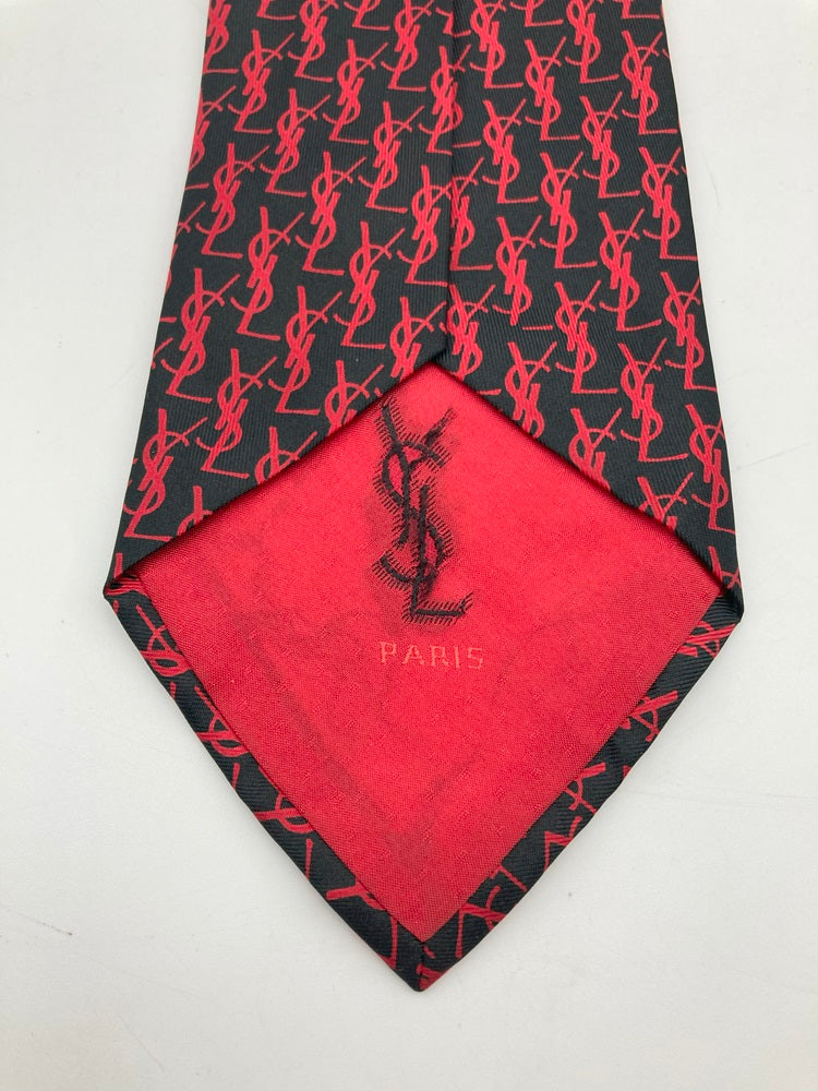 YVES SAINT LAURENT イヴサンローラン 総柄 シルク ネクタイ 中古 4