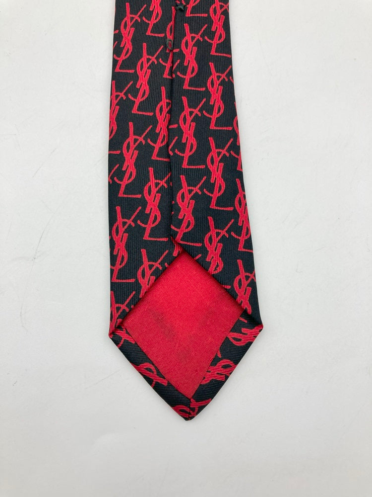 YVES SAINT LAURENT イヴサンローラン 総柄 シルク ネクタイ 中古 4