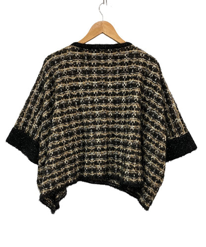 MATERIA MILANO マテリア ミラノ ラメ ツイード柄 ポンチョ 中古 4