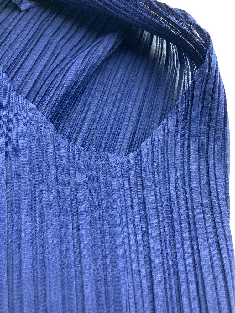 ISSEY MIYAKE イッセイミヤケ プリーツ カットソー ノースリーブ サイズM ネイビー 中古 D4