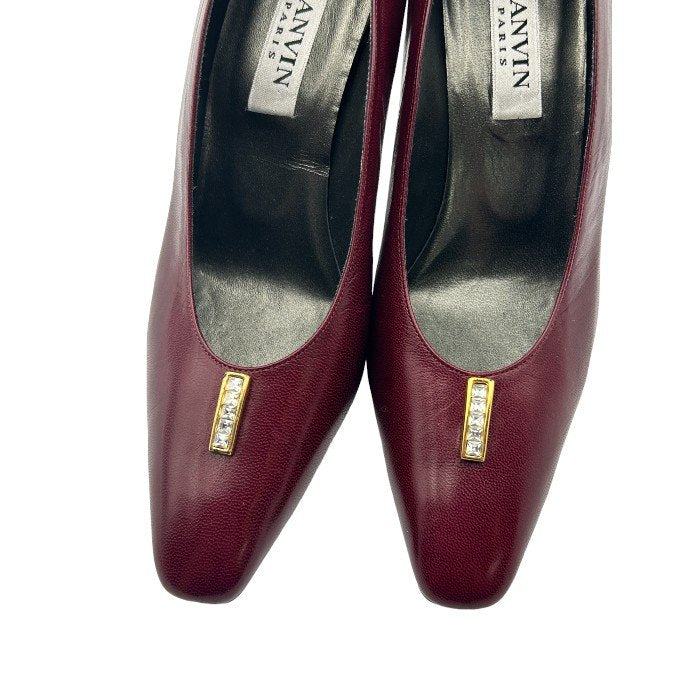 LANVIN PARIS ランバン パンプス ワインレッド 5 ヒール レディース ビジュー 靴 シューズ 中古 W４
