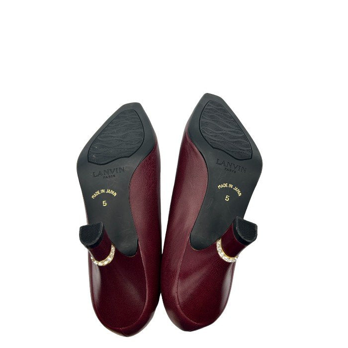 LANVIN PARIS ランバン パンプス ワインレッド 5 ヒール レディース ビジュー 靴 シューズ 中古 W４