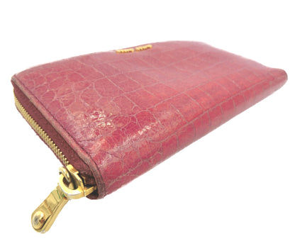 miu miu/ミュウミュウ クロコ調 エナメル ラウンドファスナー 長財布 中古 1