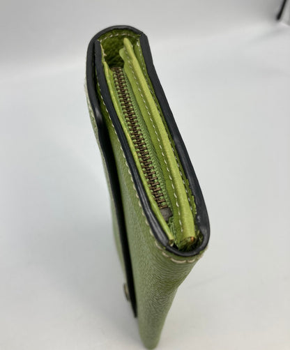 SERRATURA セッラトゥラ レザー 長財布 かぶせ蓋 ホック メンズ グリーン 中古 4