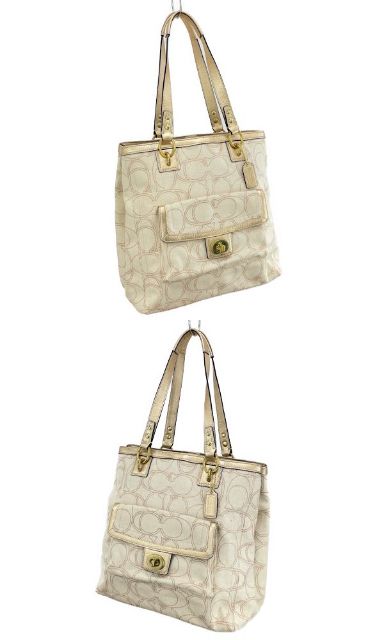 COACH コーチ ペネロピリネン シグネチャー トートバッグ 中古 1