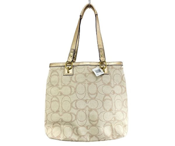 COACH コーチ ペネロピリネン シグネチャー トートバッグ 中古 1