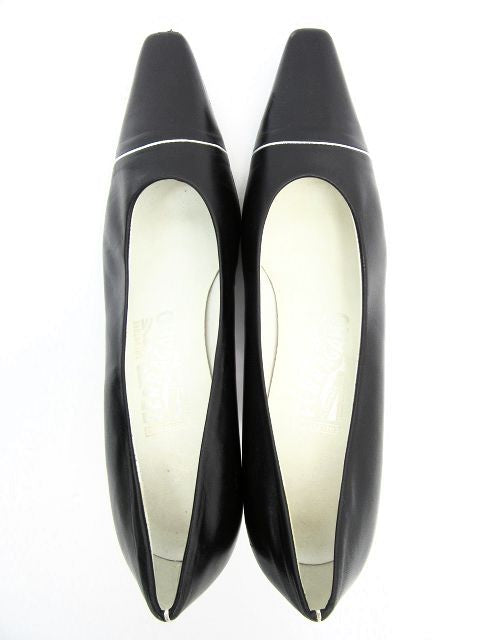 Salatore Ferragamo/サルヴァトーレ フェラガモ モノトーンレザーパンプス 約25cm 中古 1