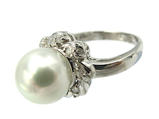 Pt900 ダイヤ 0.16ct パール 9mm リング 10号 中古 1